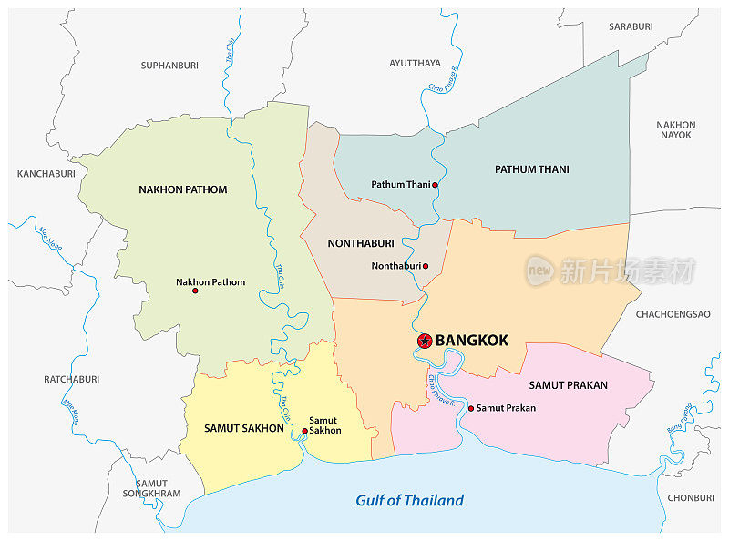 泰国曼谷大都市区行政矢量图