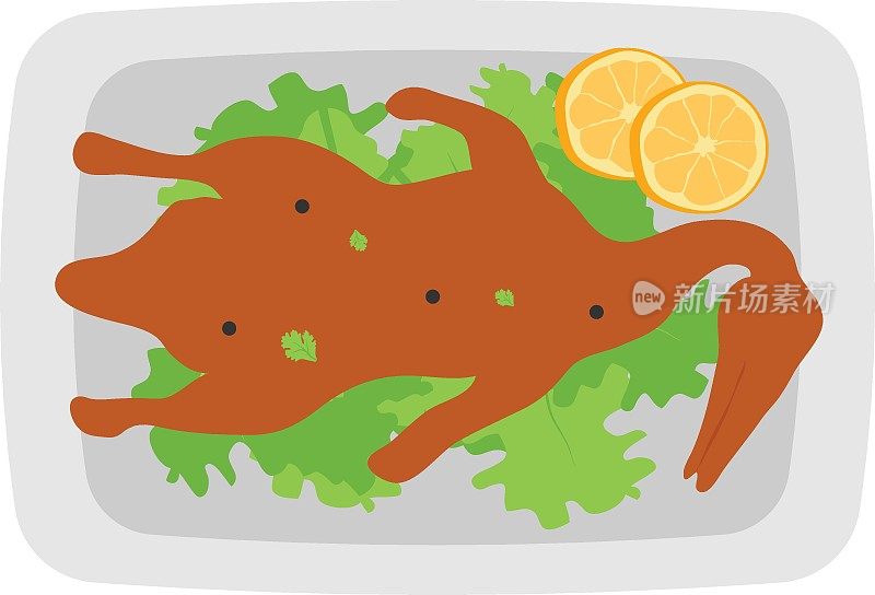 北京香酥鸭小葱盘概念，北京香酥鸭矢量图标设计，中国国菜标志，传统美食标志，美食烹饪和餐厅菜单
