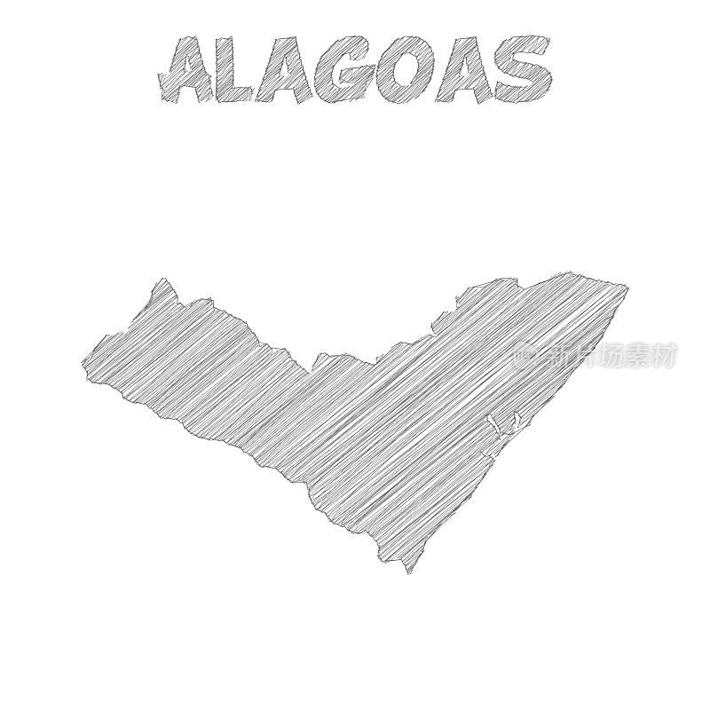 阿拉格斯地图手绘在白色背景上