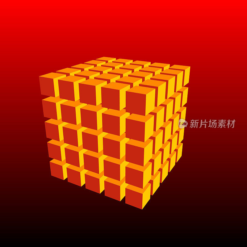 5x5x5的立方体，125个立方体。与视角。