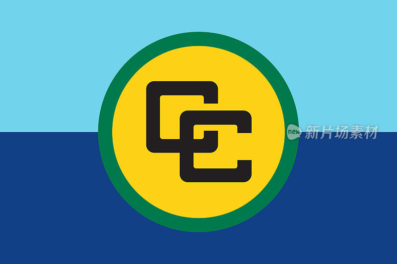 加勒比共同体旗帜的真实比例和颜色，向量