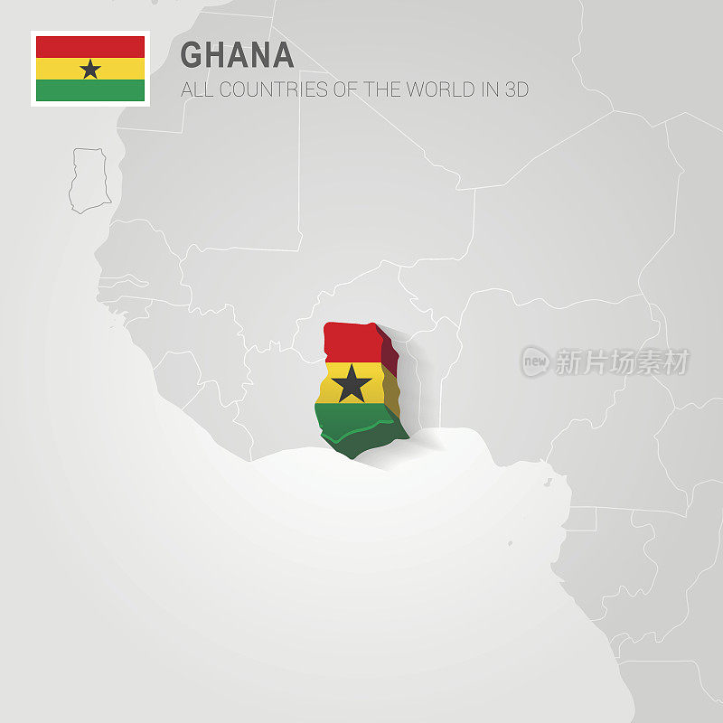 加纳在灰色地图上。