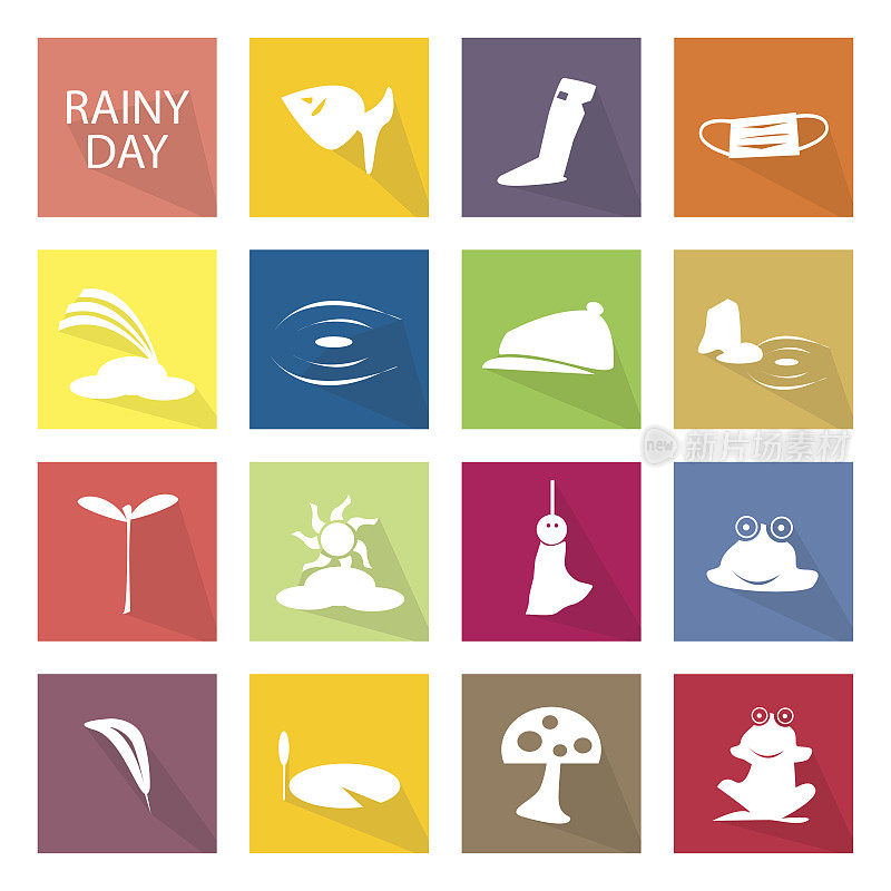 插图一套16个雨季图标