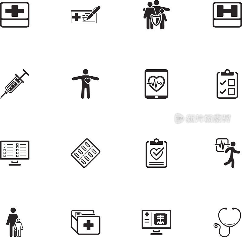 医疗和医疗保健图标集。平面设计。