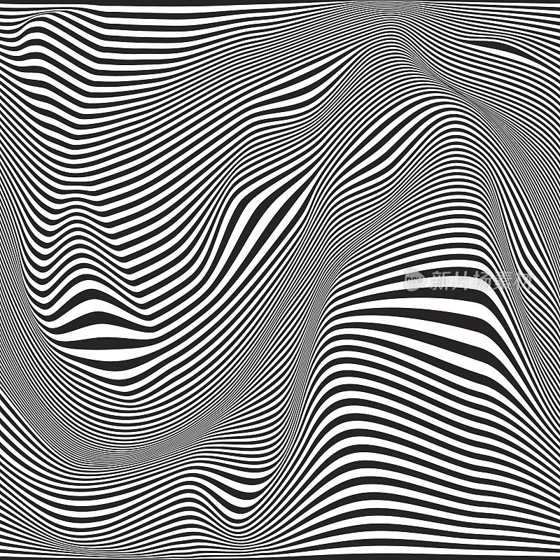 无缝隙波纹图。重复矢量纹理波形图形背景。简单波