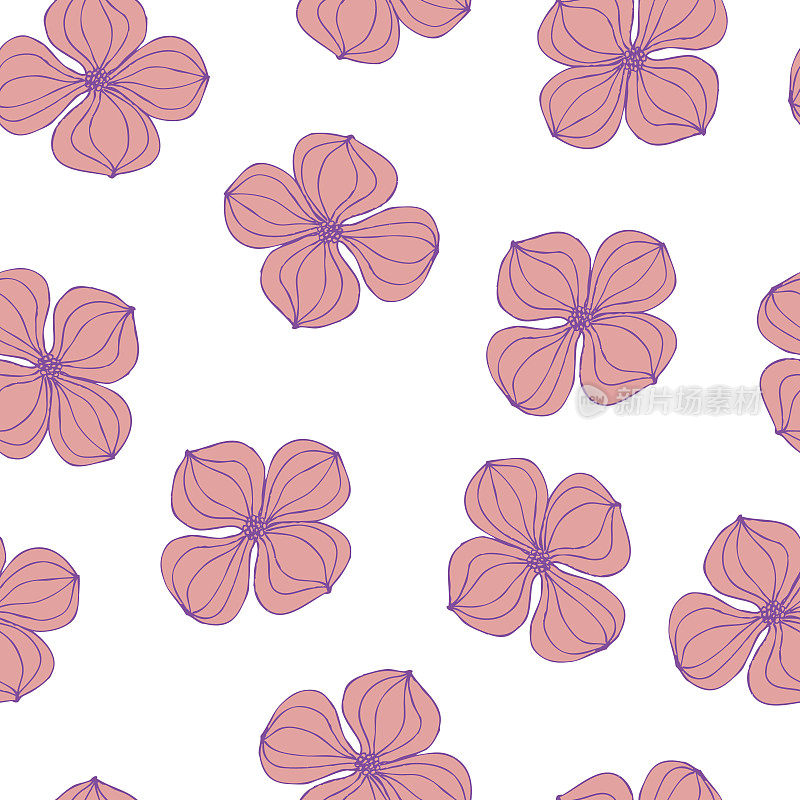 无缝背景图像彩色植物花植物粉红山茱萸白色山茱萸