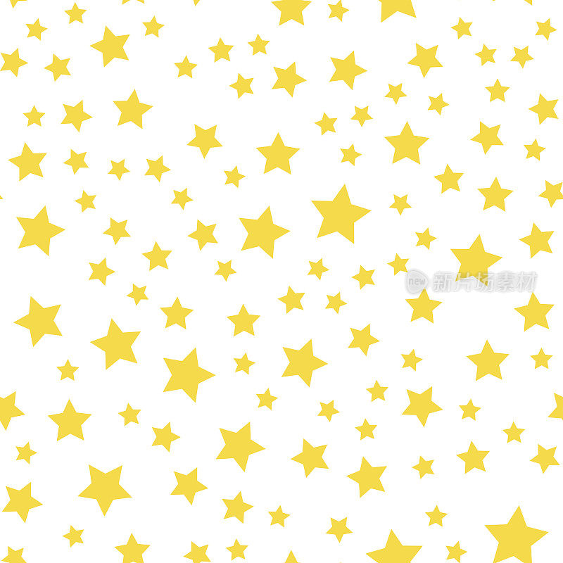 无缝模式与黄色的星星在白色的背景。向量