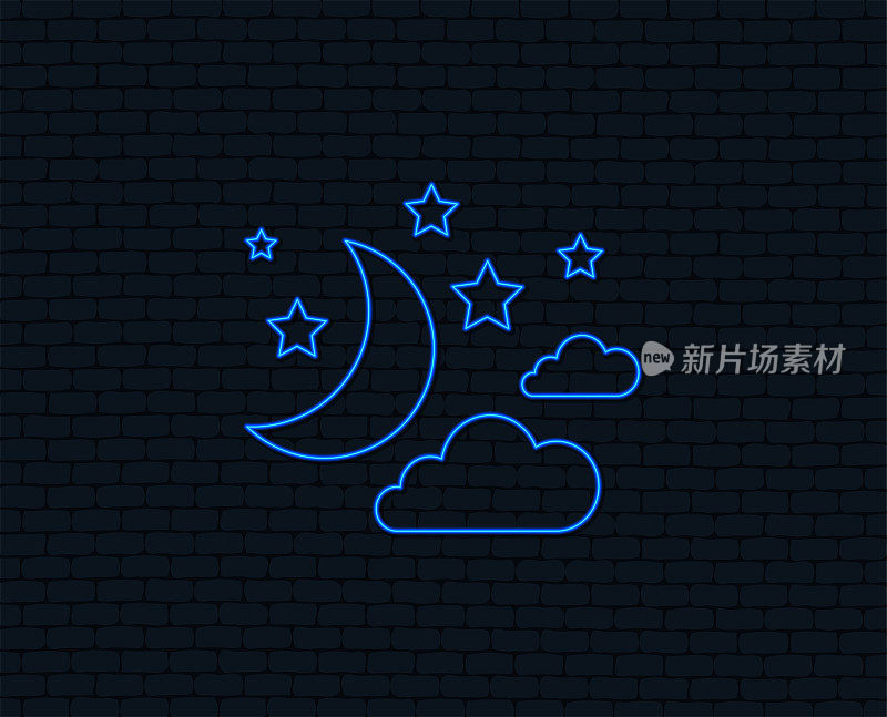 月亮，云彩和星星的标志图标。梦想的象征。