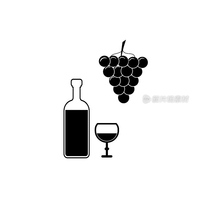 一瓶葡萄酒和一个杯子