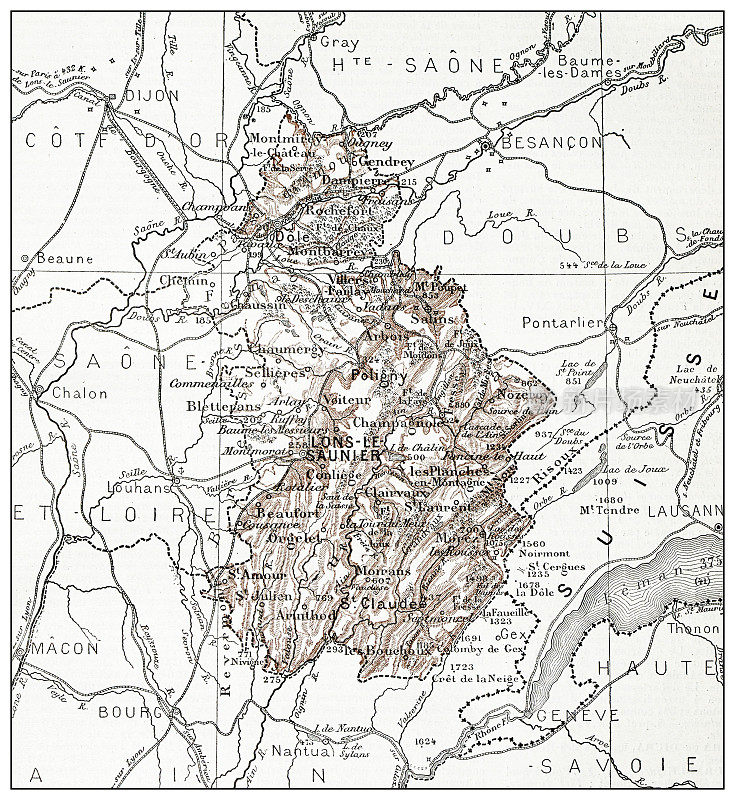 古法国汝拉地图(département)
