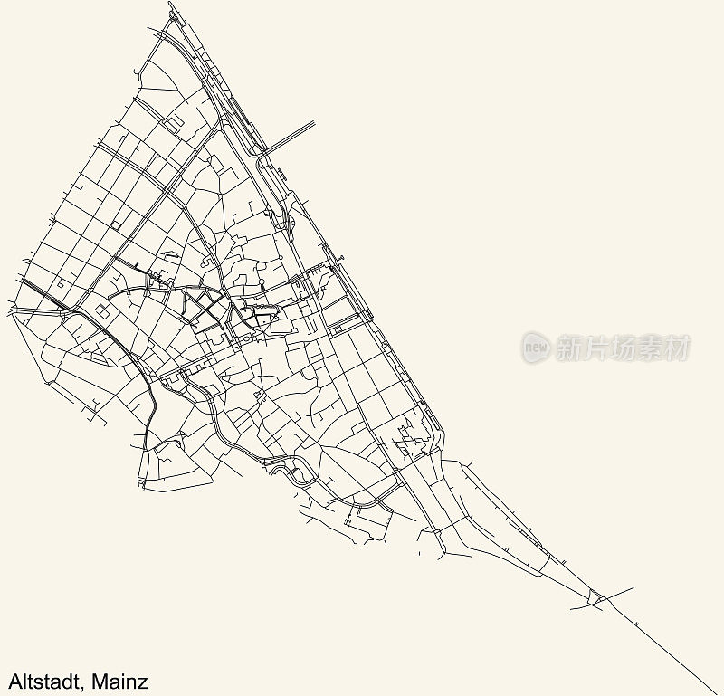 美因茨的ALTSTADT区街道地图