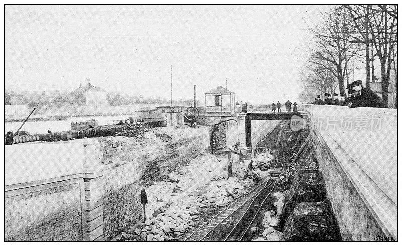 古色古香的照片:奥尔良和巴黎之间的铁路建设工程