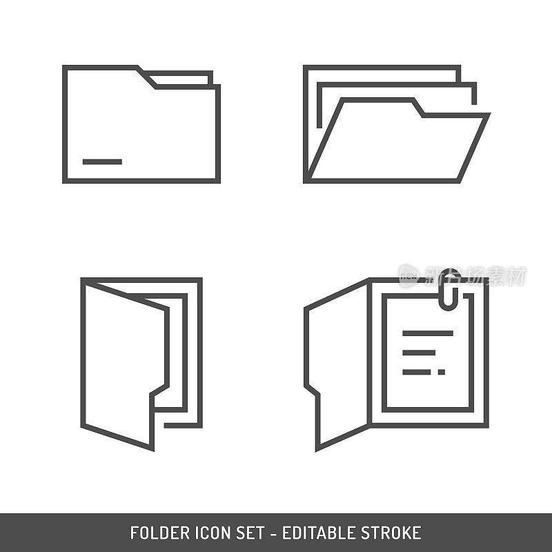 文件夹图标设置可编辑笔画。
