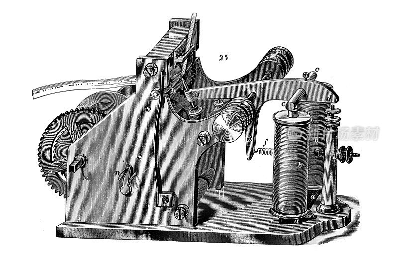 古董插图，物理原理和实验，电和磁:电报