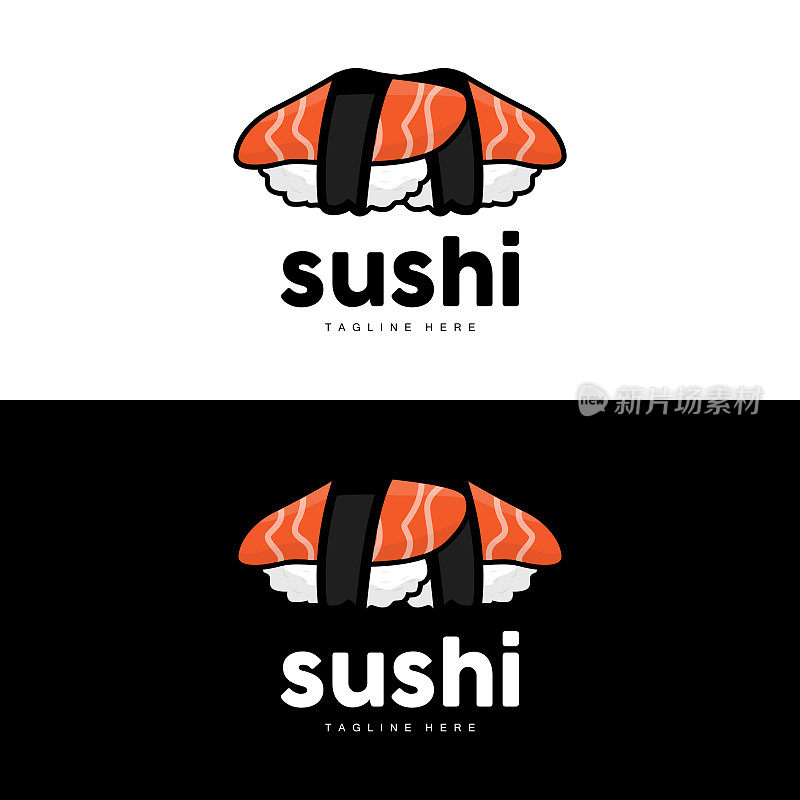 寿司标志，日本快餐设计，矢量图标模板符号