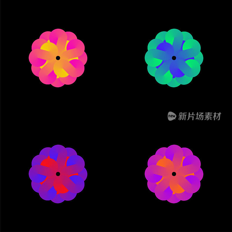 颜色矢量插图径向霓虹灯明亮的渐变转弯射线图案