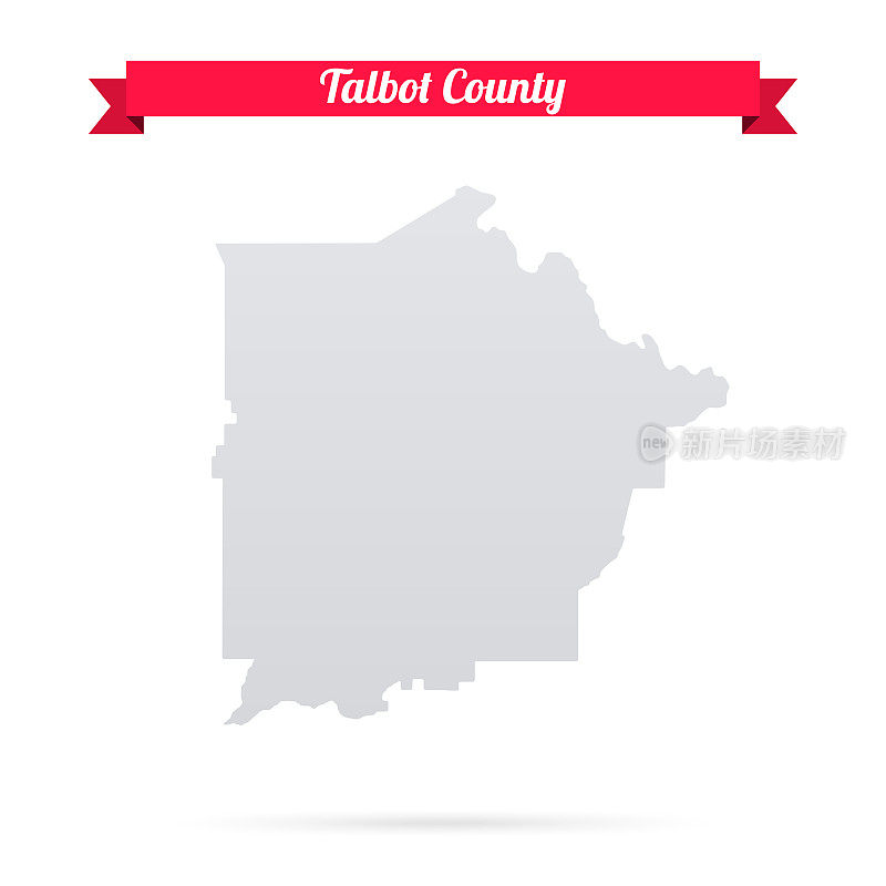塔尔博特县，乔治亚州。白底红旗地图