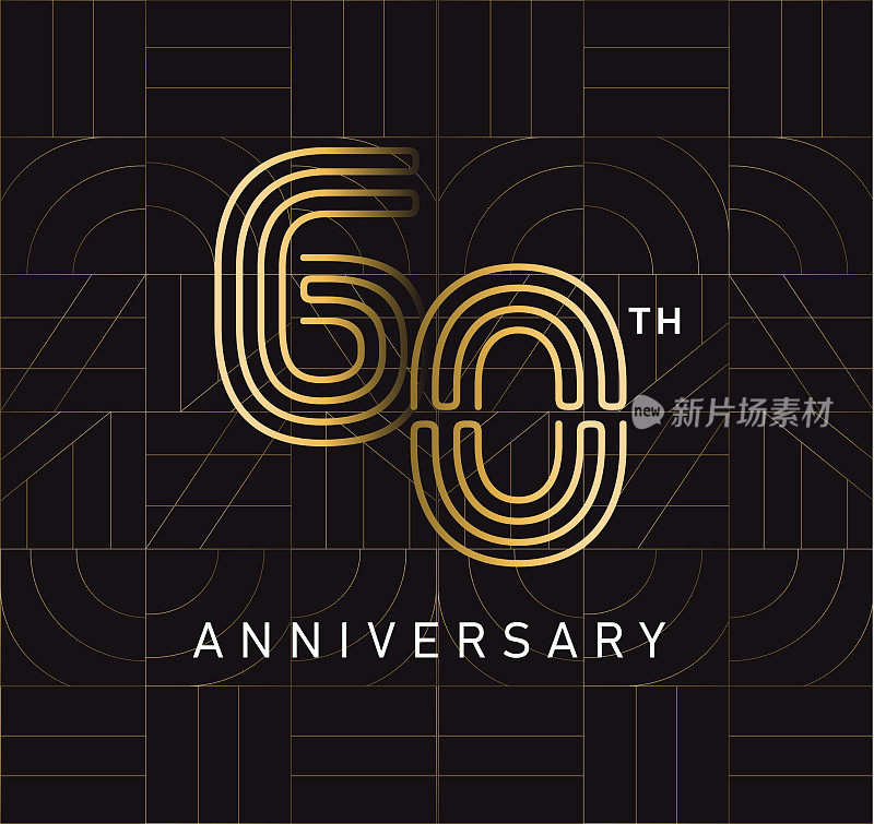 黄金60周年广场标志几何排版设计