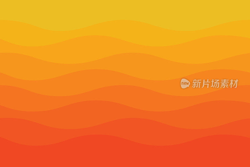 夏季抽象背景。橙色背景上的沙漠插图。