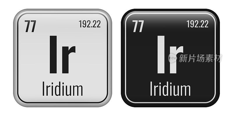 铱的象征。元素周期表中的化学元素。矢量插图隔离在白色背景上。玻璃的迹象。