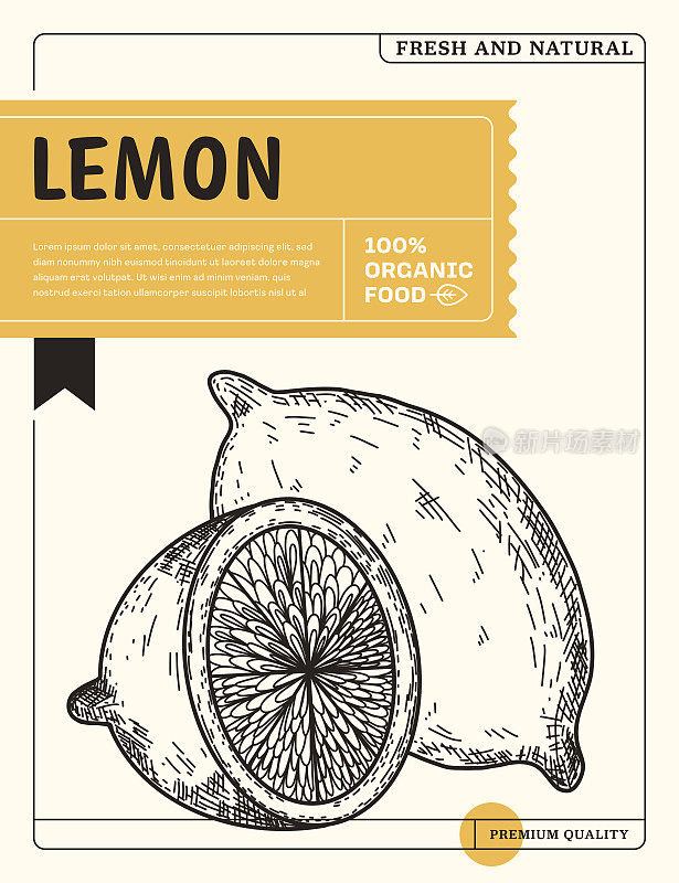 柠檬素描图标包装设计模板