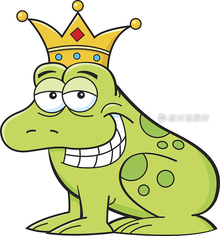 戴着皇冠的卡通青蛙。