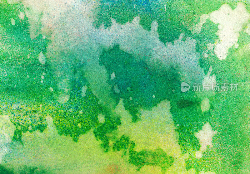 手绘抽象纹理背景与绿色和黄色的色调