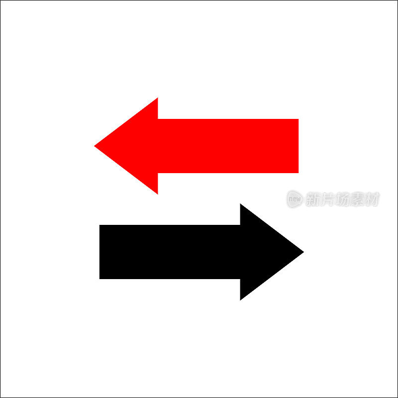 双向箭头向左和向右方向相反。矢量插图。