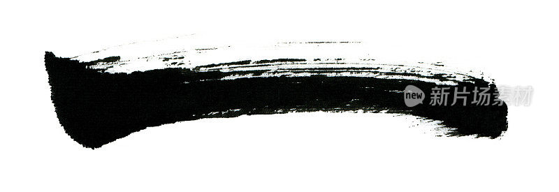 黑色油漆与笔触孤立的白色背景