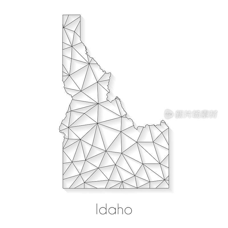 爱达荷州地图连接-网络网格上的白色背景