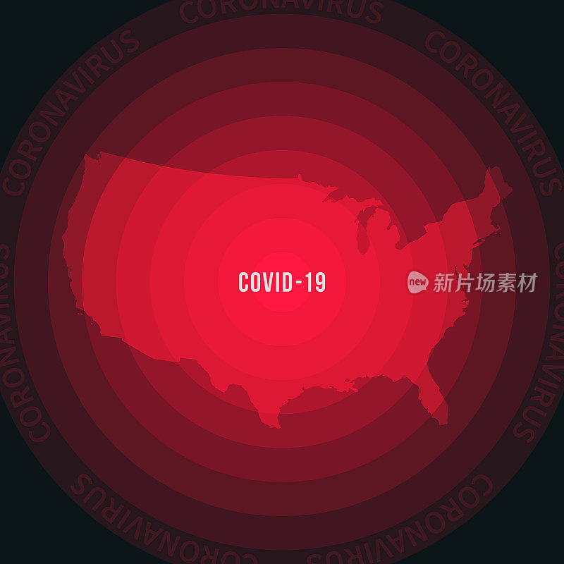 美国COVID-19传播地图。冠状病毒爆发