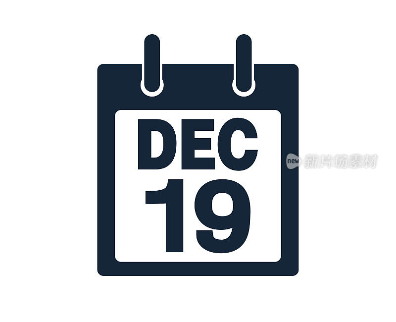 12月19日日历图标股票矢量插图