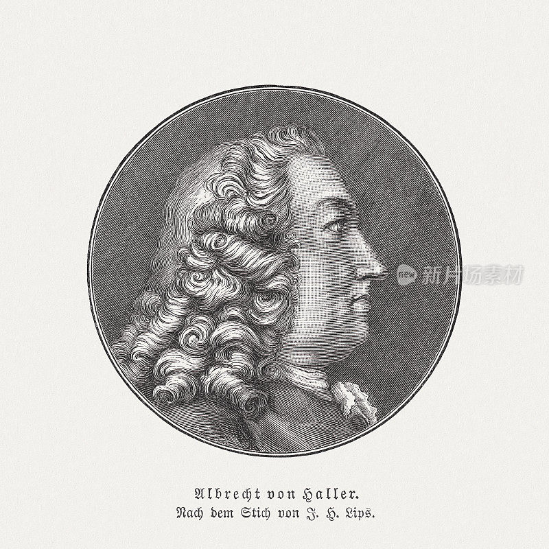 阿尔布雷希特・冯・哈勒(1708-1777)，瑞士物理学家，《木刻》，1897年出版