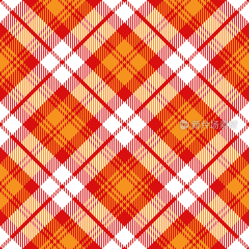 红橙色苏格兰格子花格菱形图案