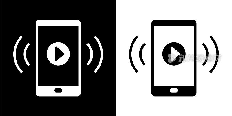 手机与视频播放按钮图标