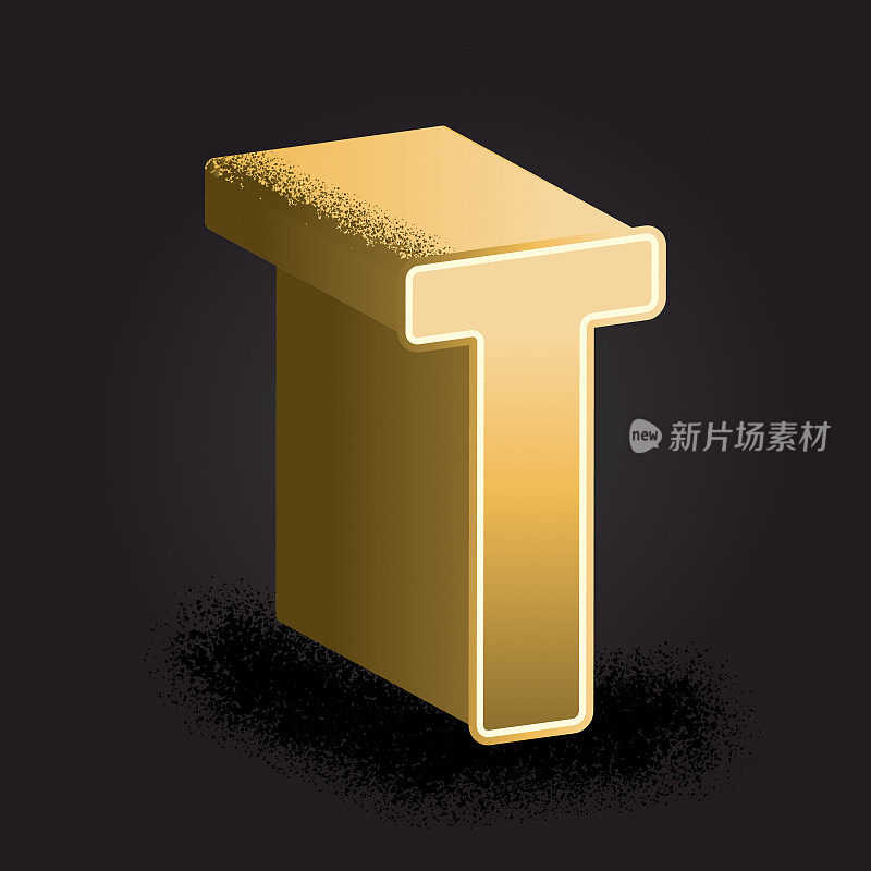 金色3d装饰字母T设计