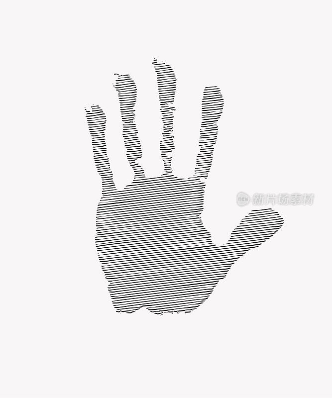 人的手印。扫描手掌和手指