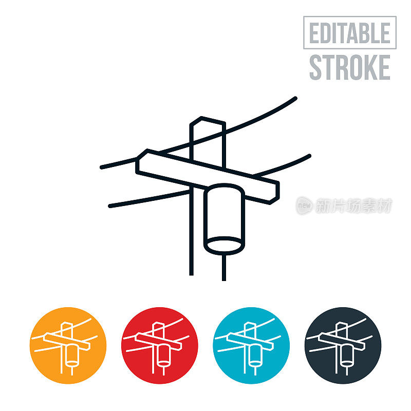 电力线细线图标-可编辑的描边