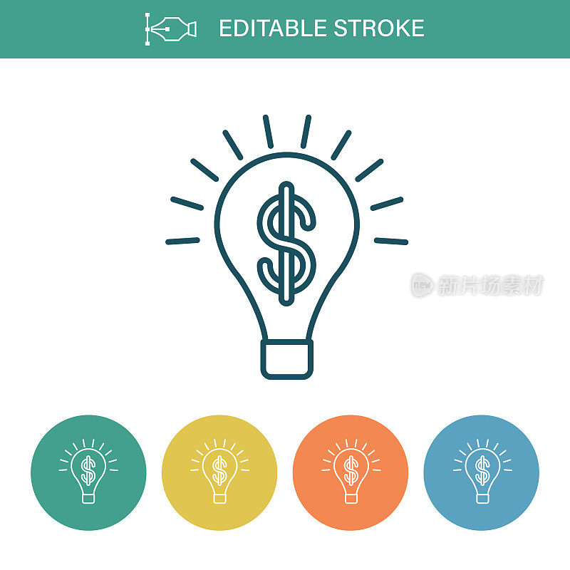 财务想法可编辑的笔画细线图标