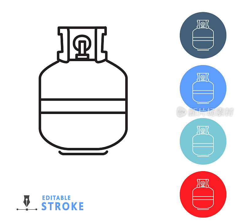 厨房和烹饪丙烷罐细线图标-可编辑笔画