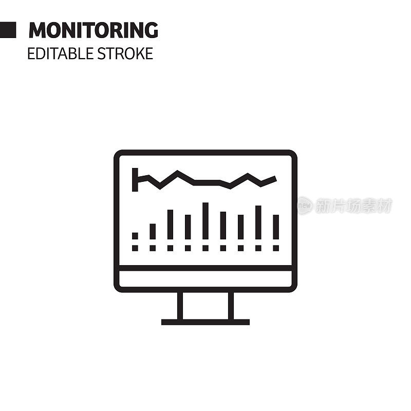监控线图标，轮廓矢量符号插图。