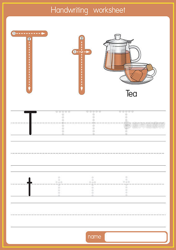 用字母T大写字母或大写字母为幼儿进行ABC学习练习
