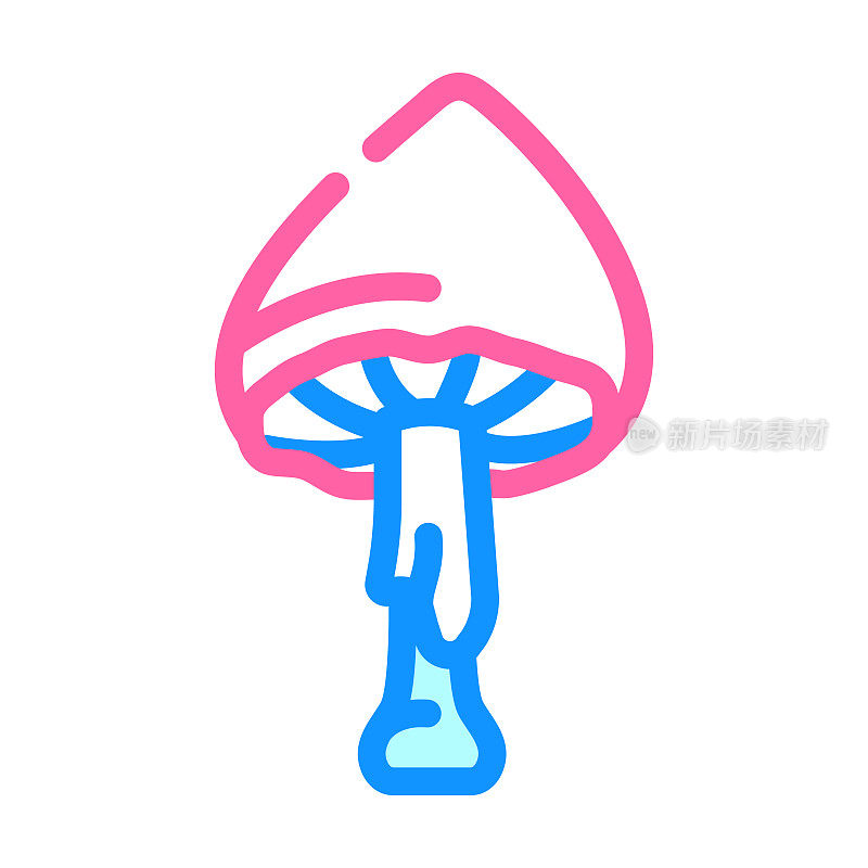 天体蘑菇彩色图标矢量插图