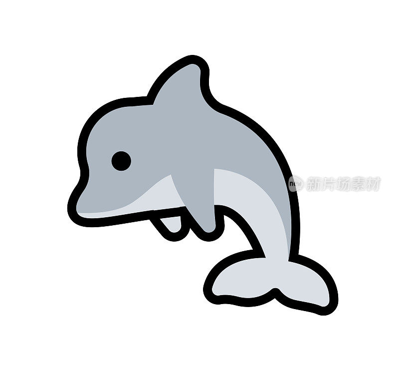 矢量孤立的海豚图标插图。颜色海豚图标