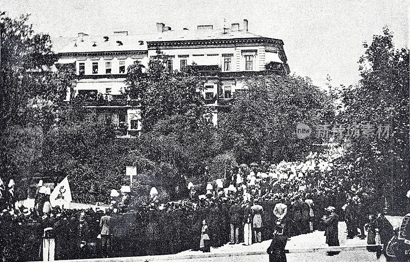 德国腓特烈三世皇帝的葬礼,在路易森广场举行的送葬队伍