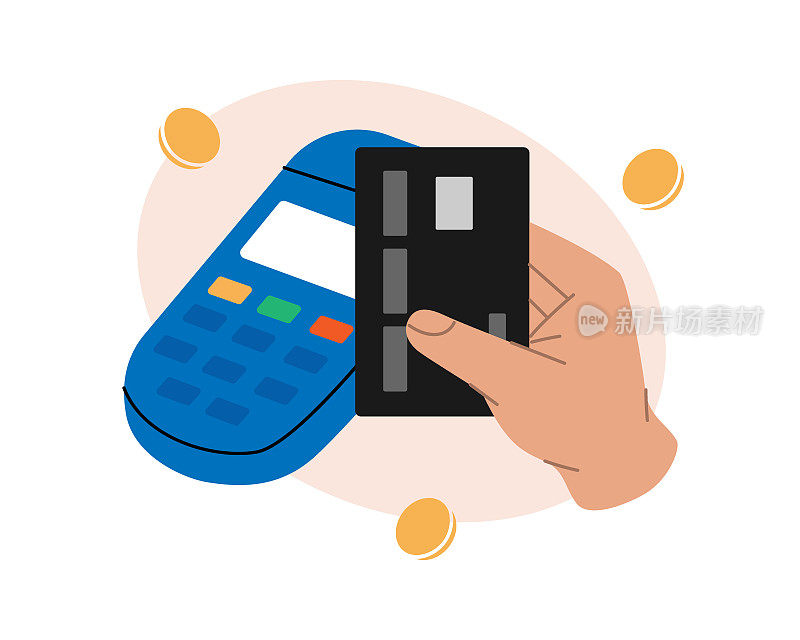 使用POS机刷卡支付。手机银行应用和电子支付。NFC支付功能。移动支付。无线非接触式NFC支付。
