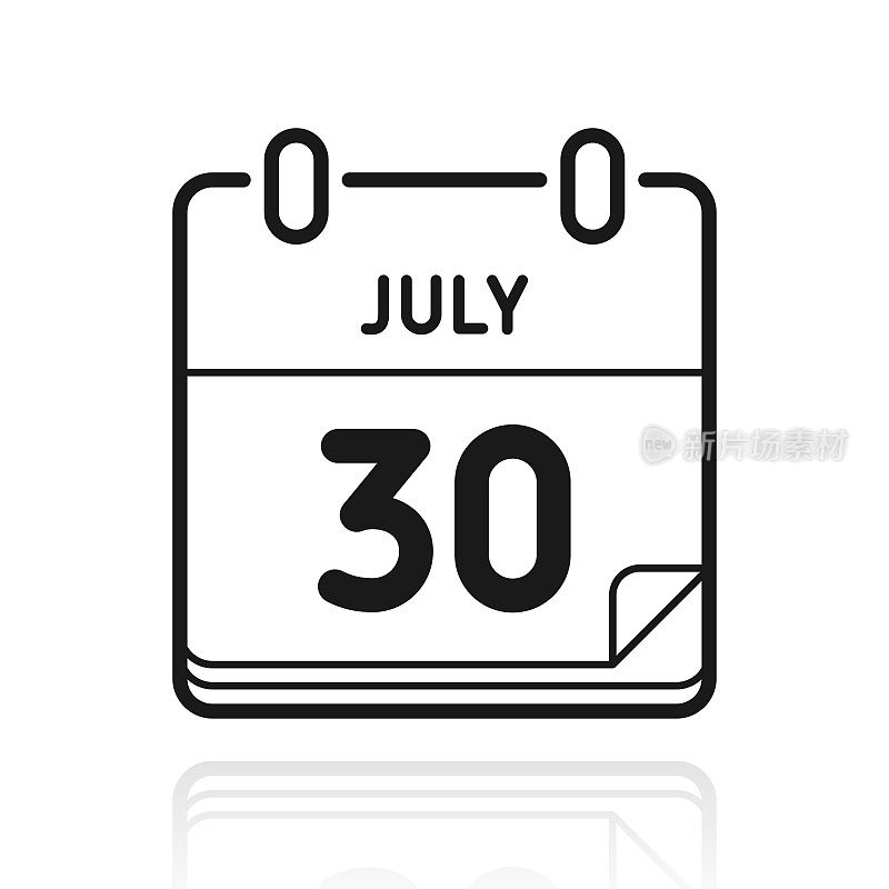 7月30日。白色背景上反射的图标