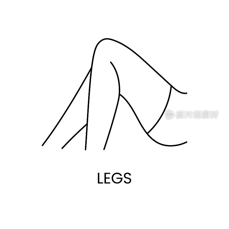 腿和大腿线图标在矢量，插图为腿脱毛服务