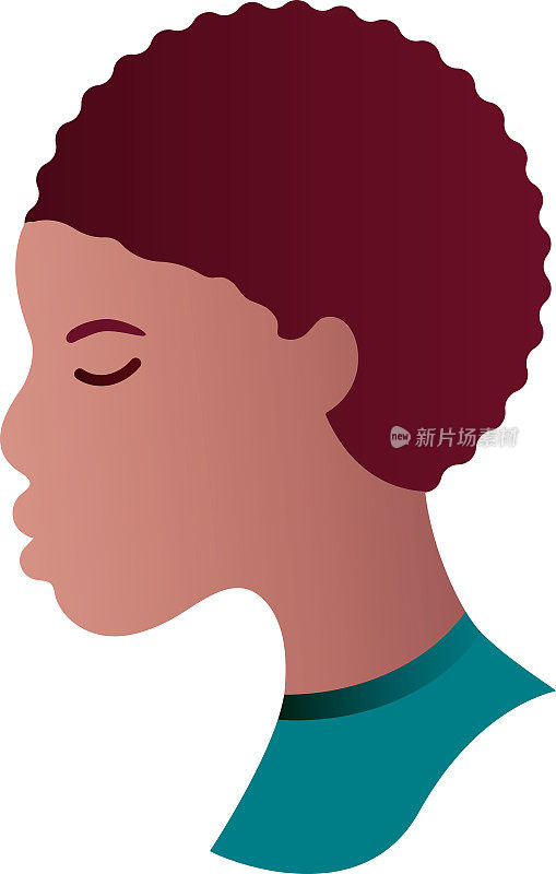母亲节快乐，非裔美国儿童面部轮廓
