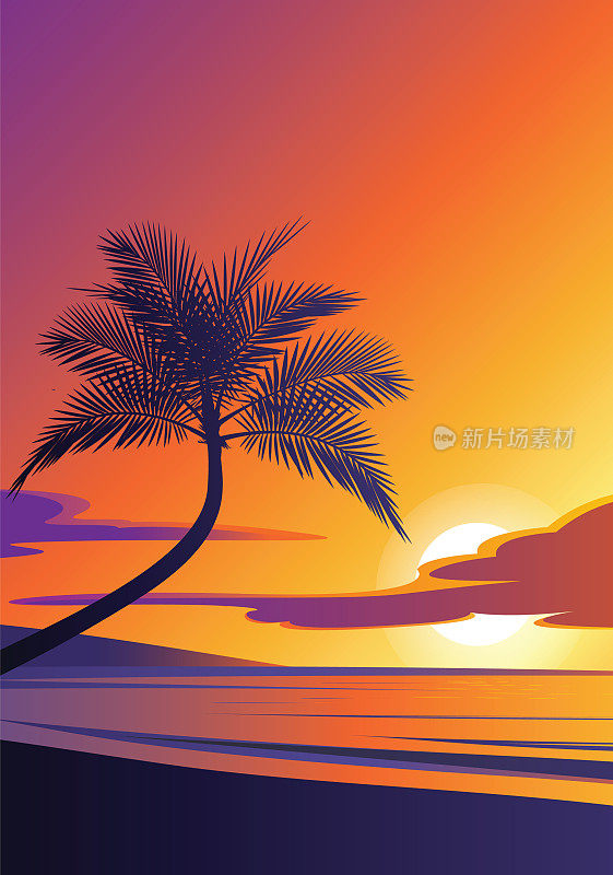 热带海滩自然风光日落插图